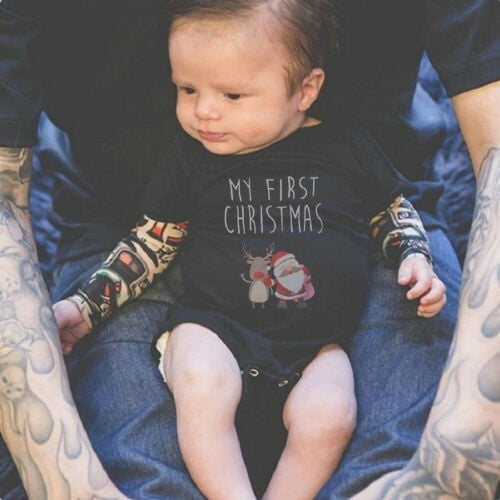 Toddler Baby Boy Girl Kids Cool Tattoo Print Long Sleeve Romper Jumpsuit Outfits